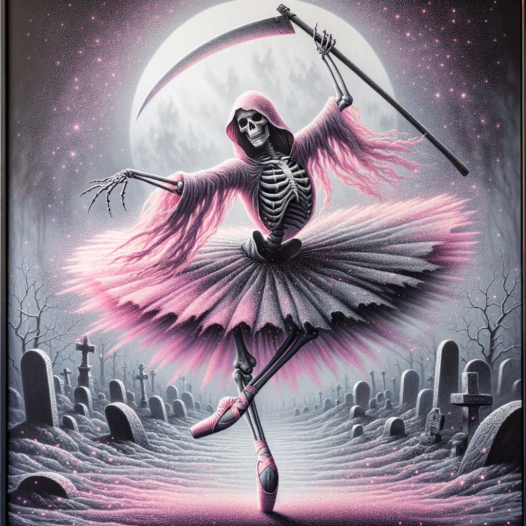 Elegant Skeleton Ballerina in a Grim Reaper Tutu