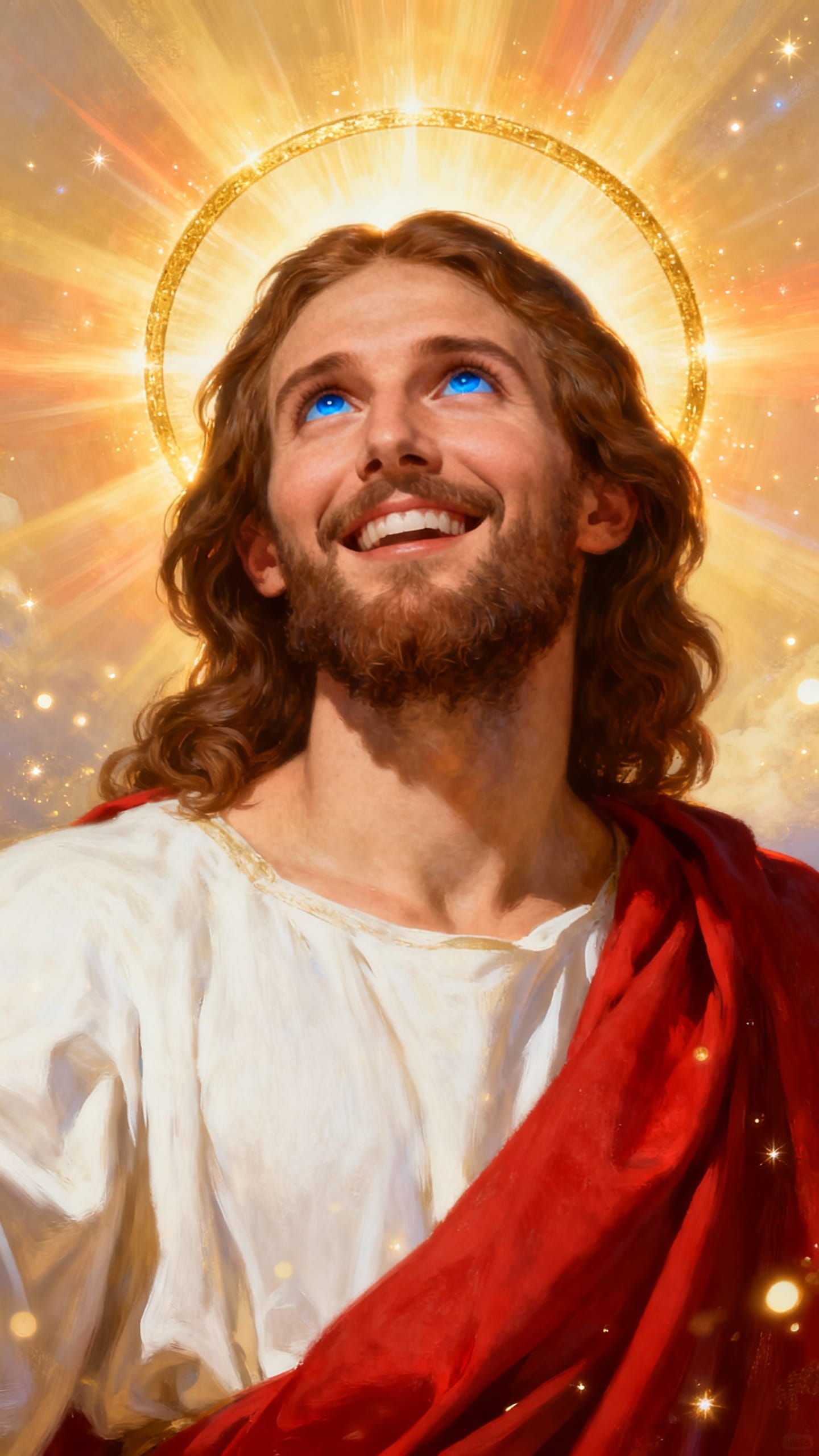 Radiant Man in White Tunic with Golden Halo