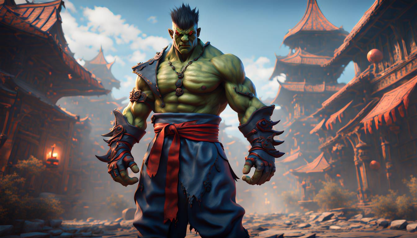 Half-Orc Sorcerer in Detailed Matte Painting