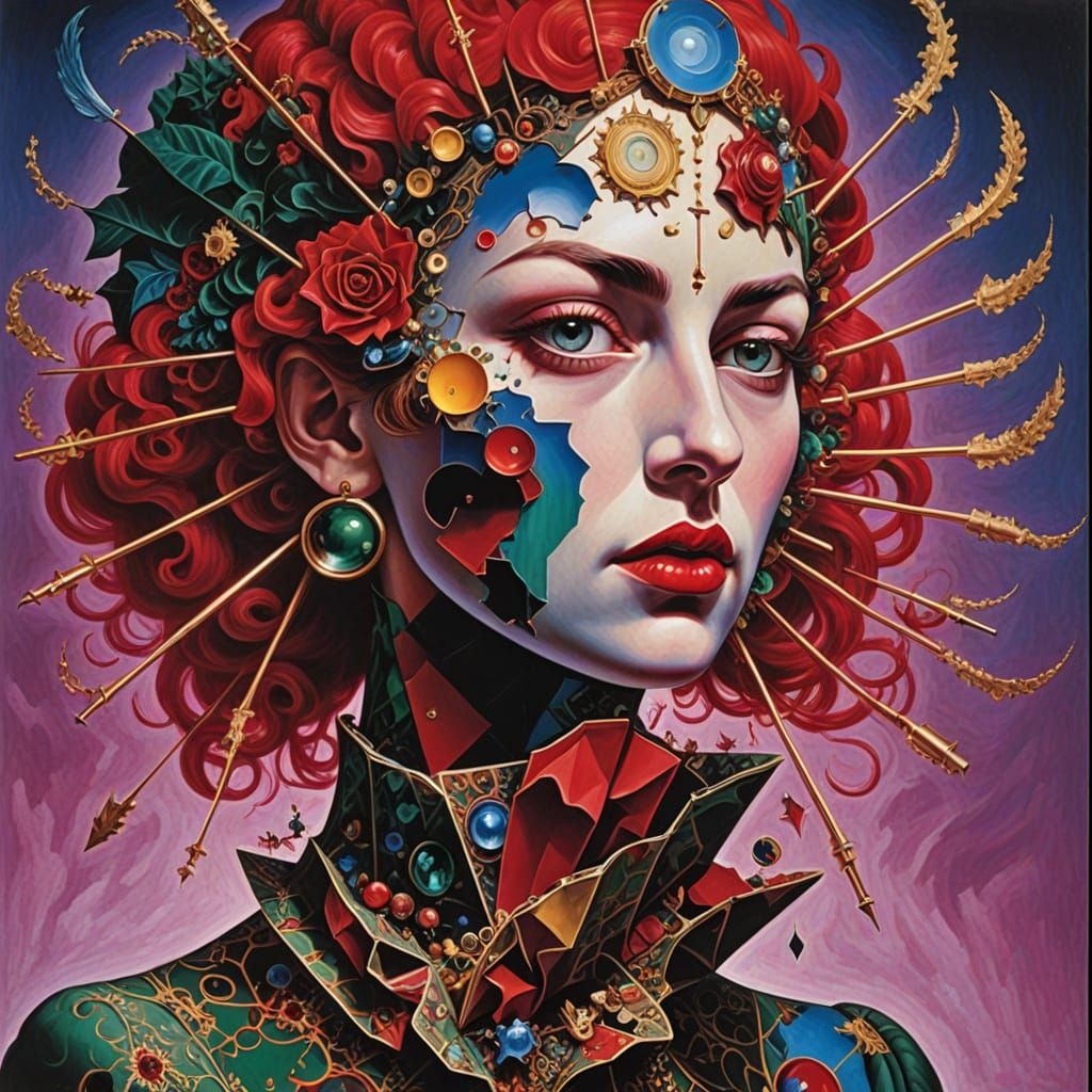 Psychedelic Dodecahedron Abstract Art in Deep Triadic Colors