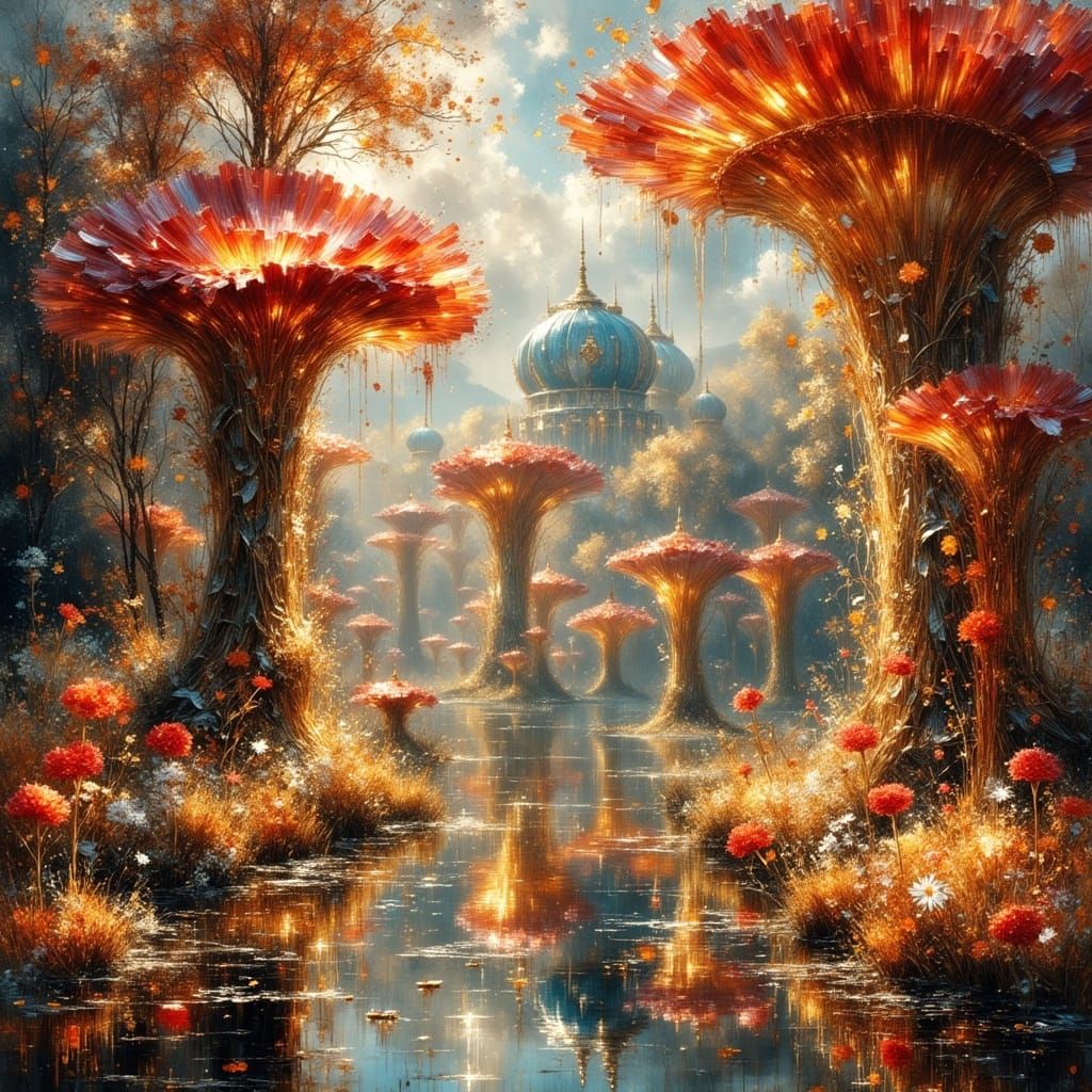 City Nestled Within Giant Flower Petals