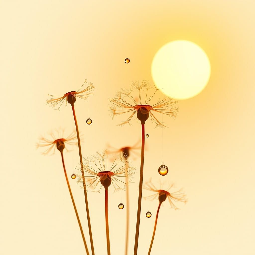 Golden Dandelions in Soft Dawn Light