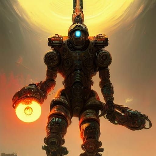 Anime War with Nanotech Armor, Digital Illustration