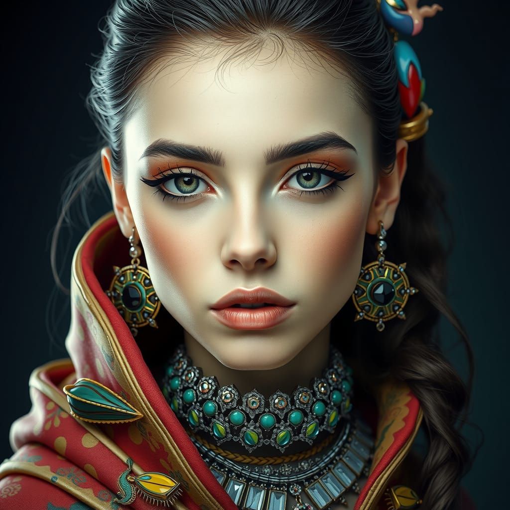 Hyperrealistic Portrait of a Beautiful Woman in Futuristic J...