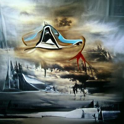 Surrealist Melting Landscape in Matte Oil Painting Style