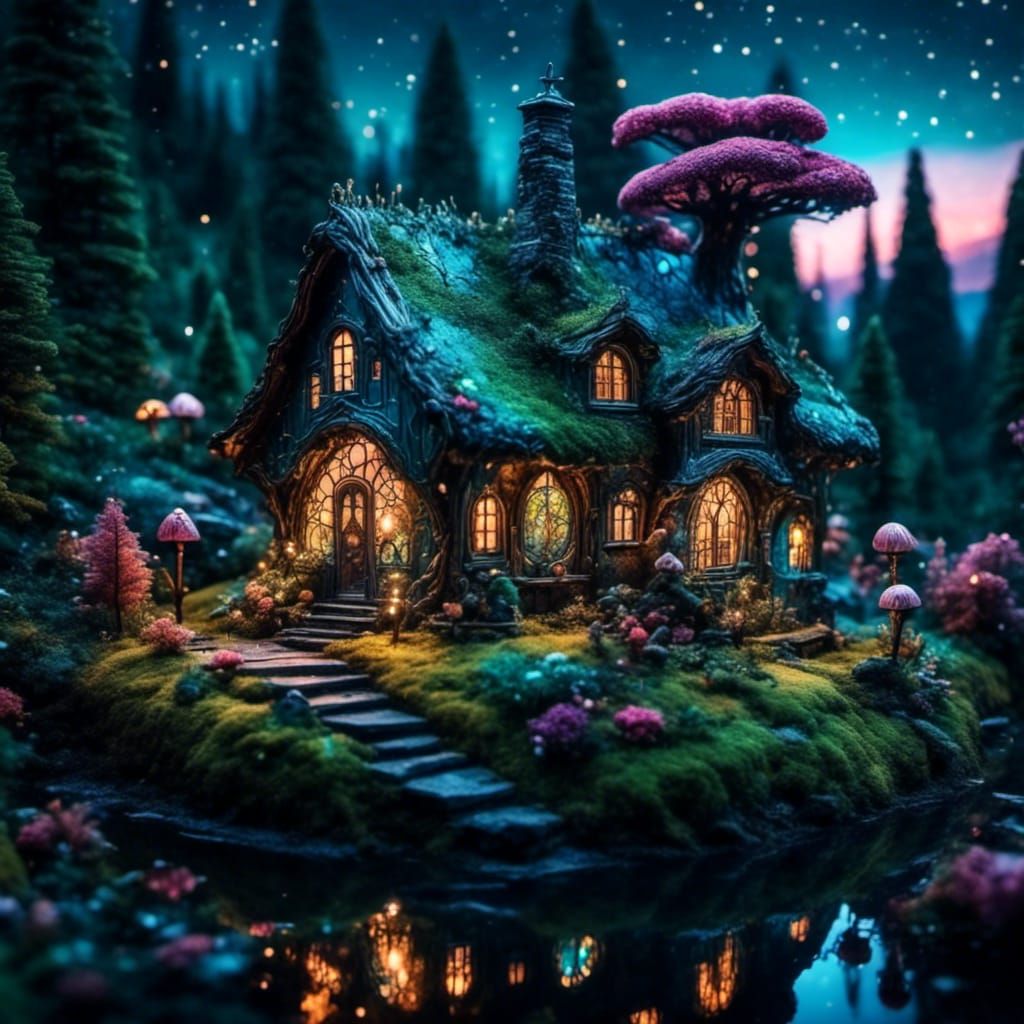 Enchanted Fairy Village in Mythical Forestscape