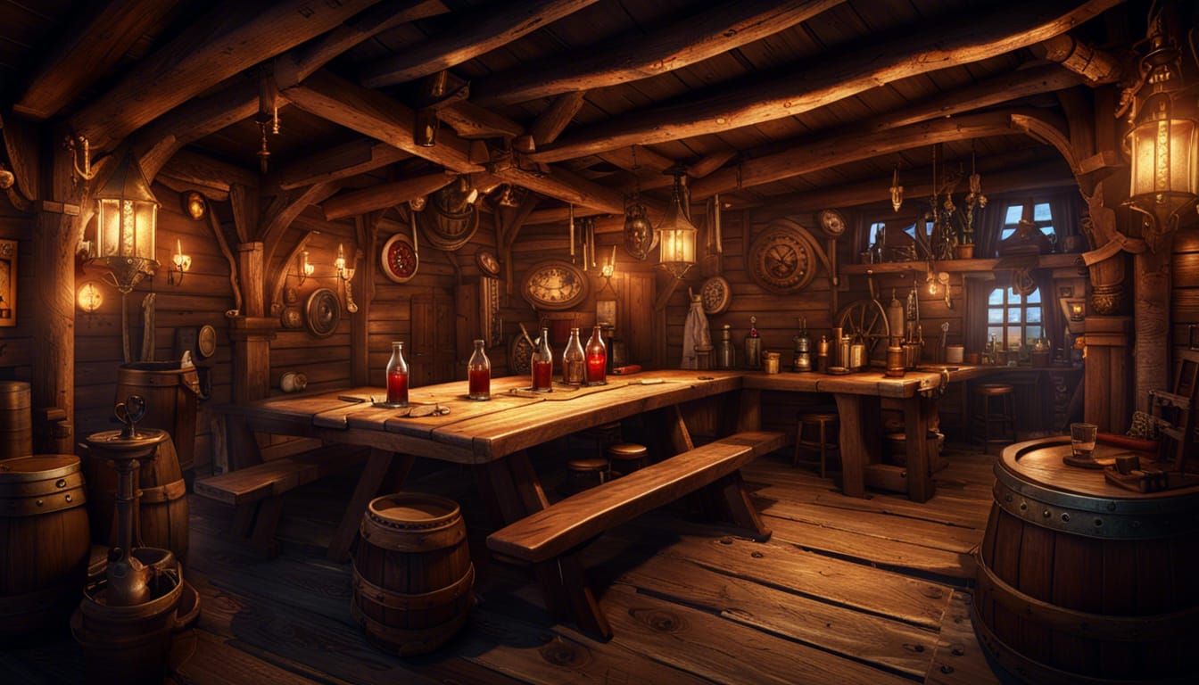 Detailed Pirate Tavern Scene with Partying Rogues