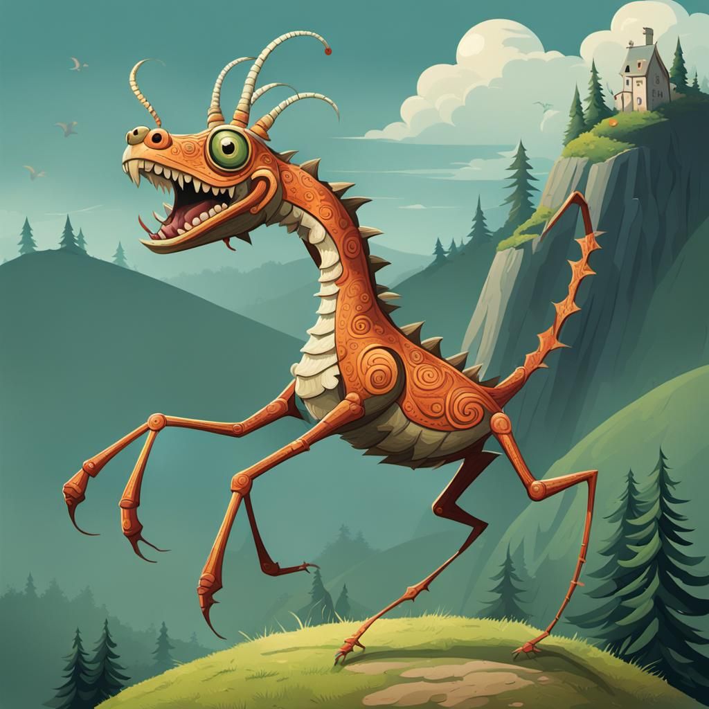 Side-Hill Gouger: Whimsical Mythical Creature on Hilltop