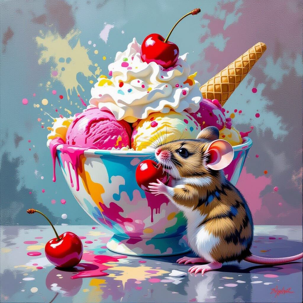 Mouse's Icy Feast: Graffiti Art Adventure