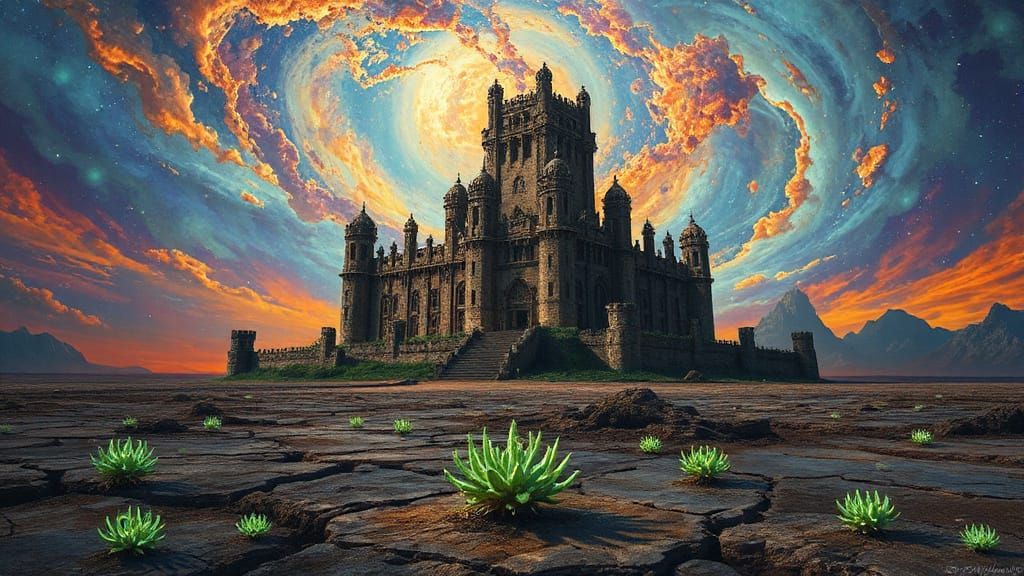 Ancient Cosmic Castle on Alien Post-Apocalyptic Planet