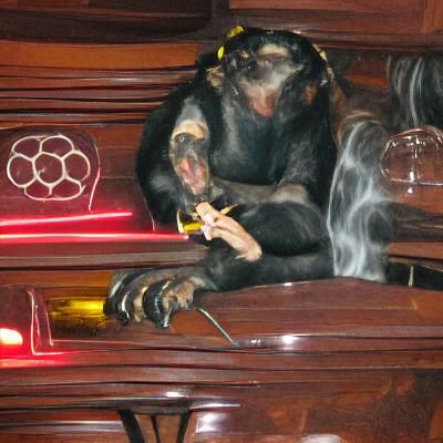 Chimpanzee Smoking a Joint in Fancy Bar