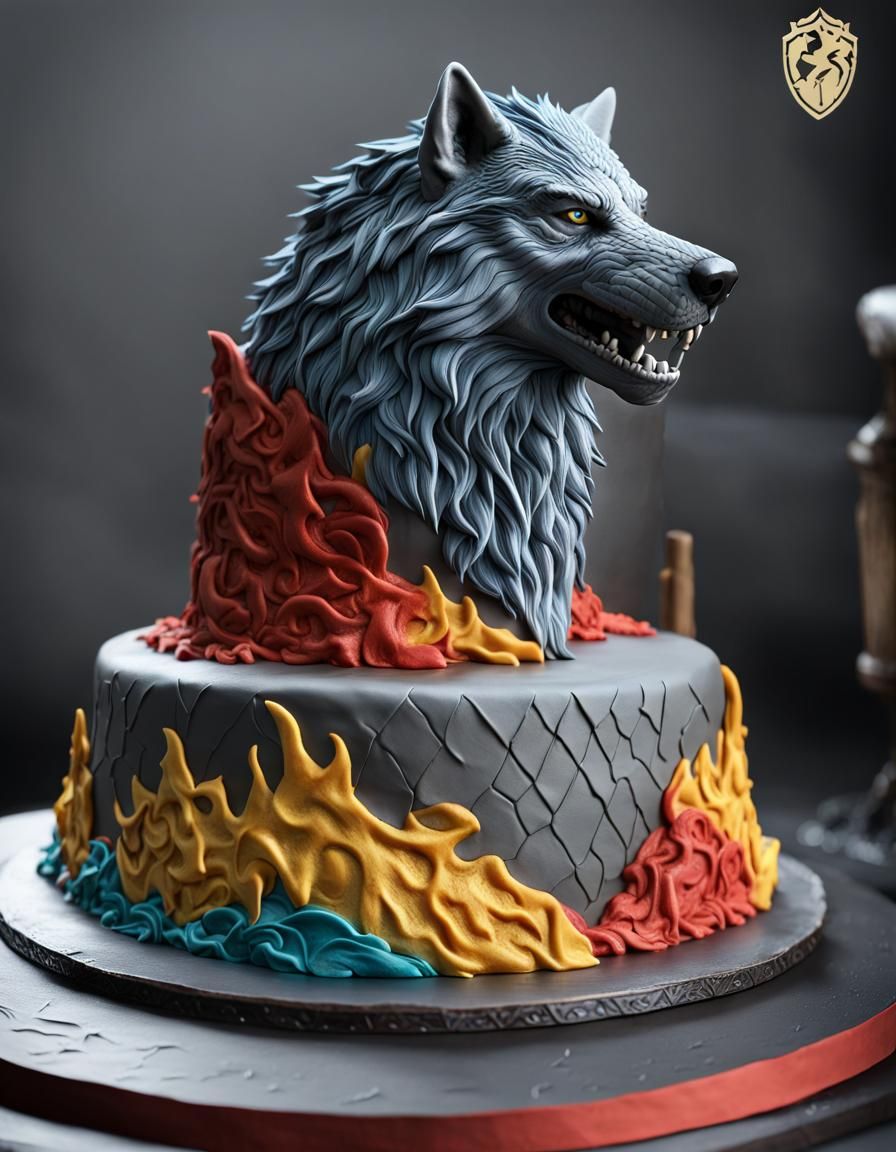 Ice and Fire Direwolf Cake