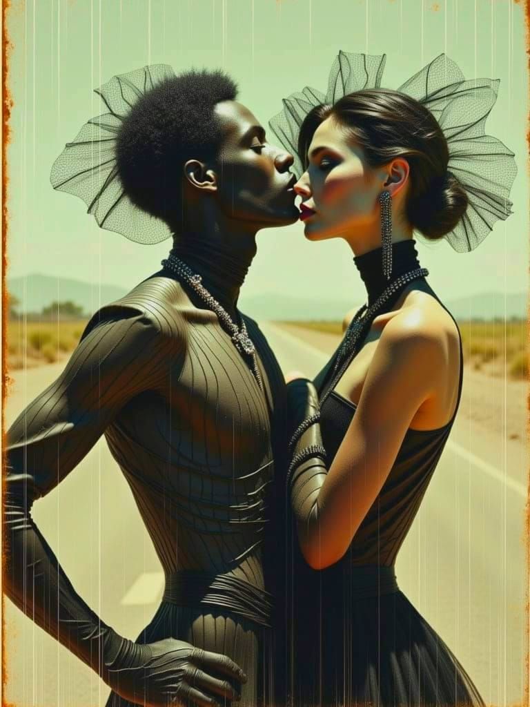 Surreal Desert Portrait in 50s Couture Glamour