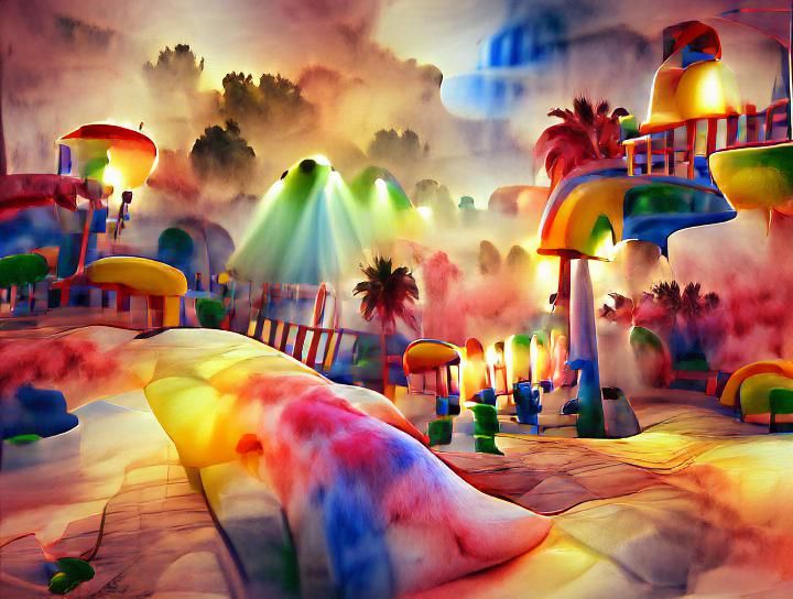 Dreamland: Detailed Watercolor with Volumetric Lighting