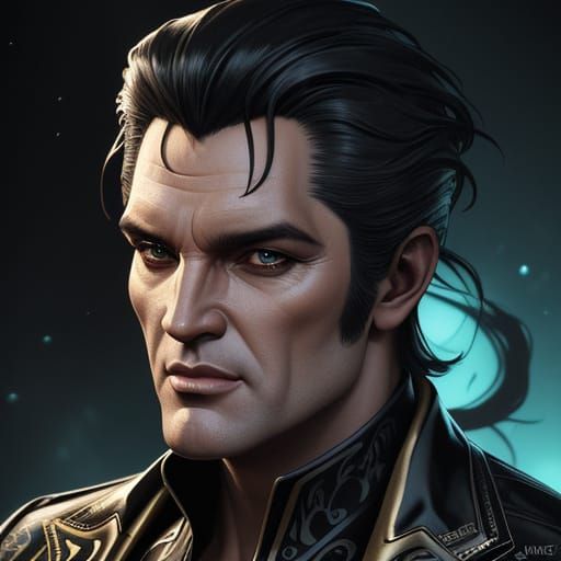 Ethereal Donkey Portrait in Cyberpunk Art Nouveau Style