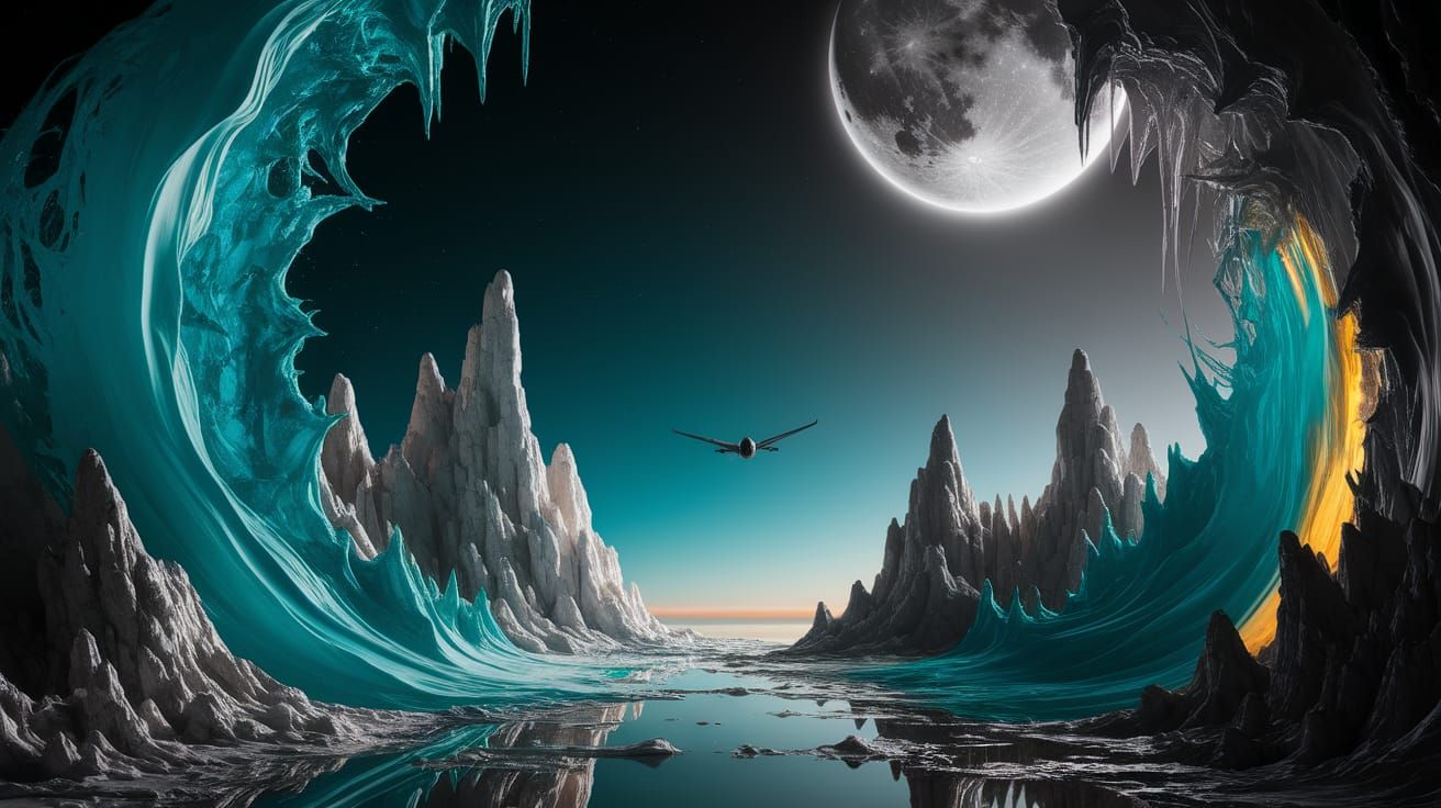 Abstract Horticultural Aviation in Turquoise and Gray