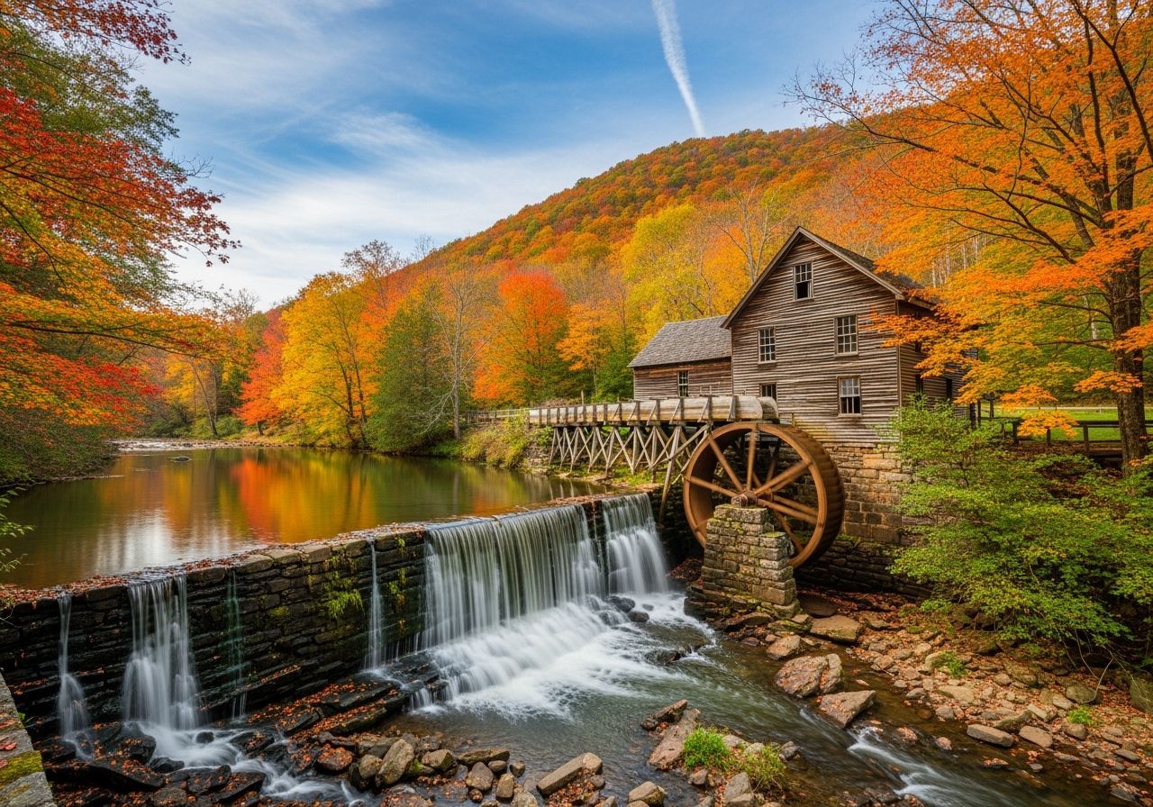 Historic Country Mill in Autumn Splendor