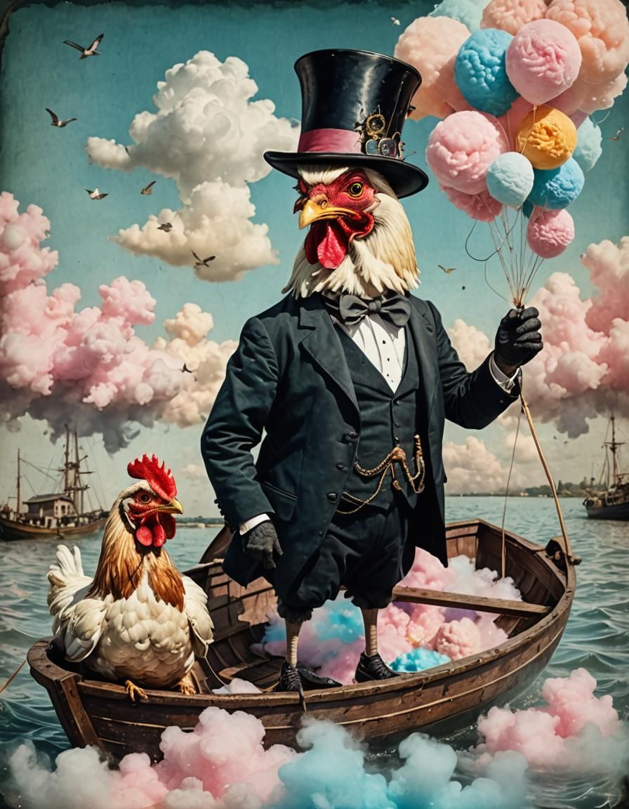 Cotton candy poultry heist, 1912. Colorized.