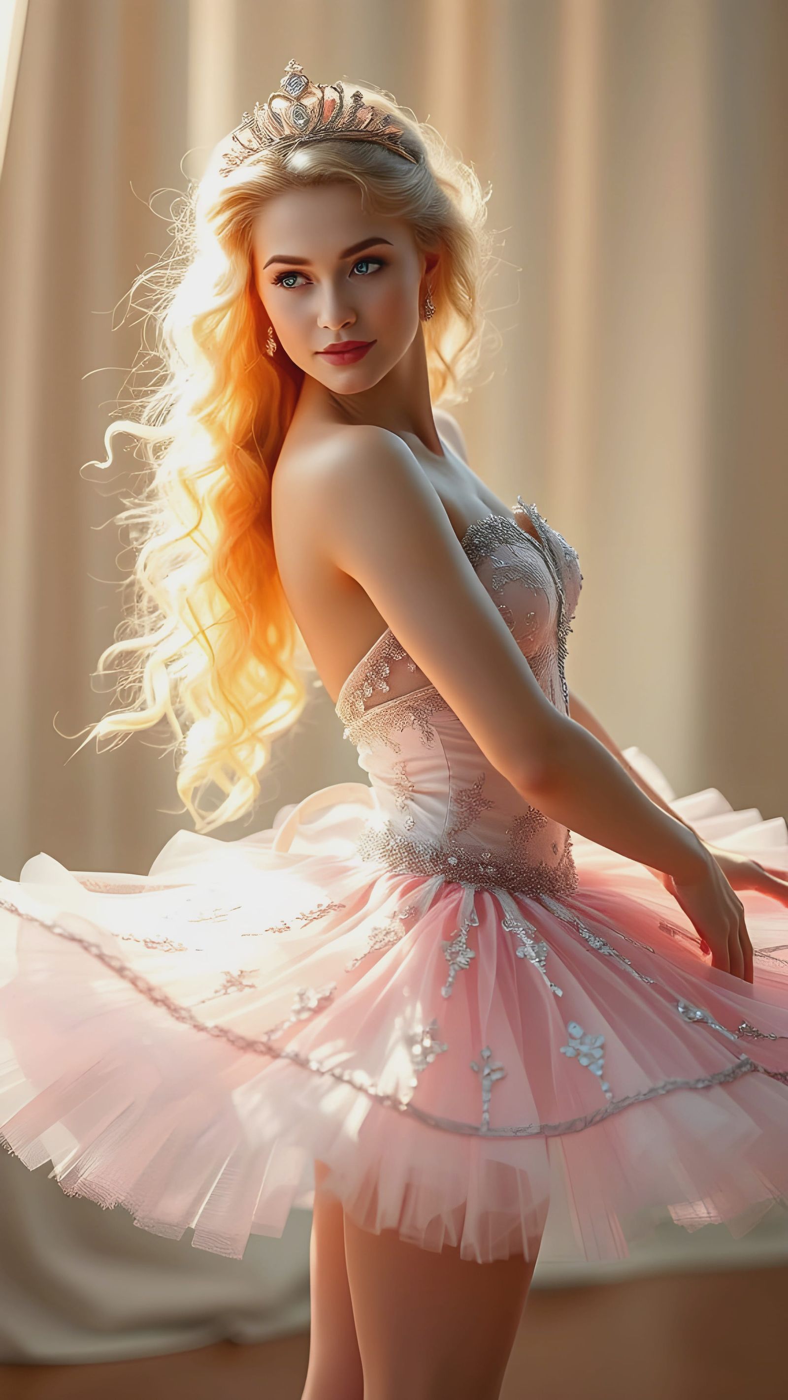 Hyper-Realistic Ballet Dancer in Arabesque Pose