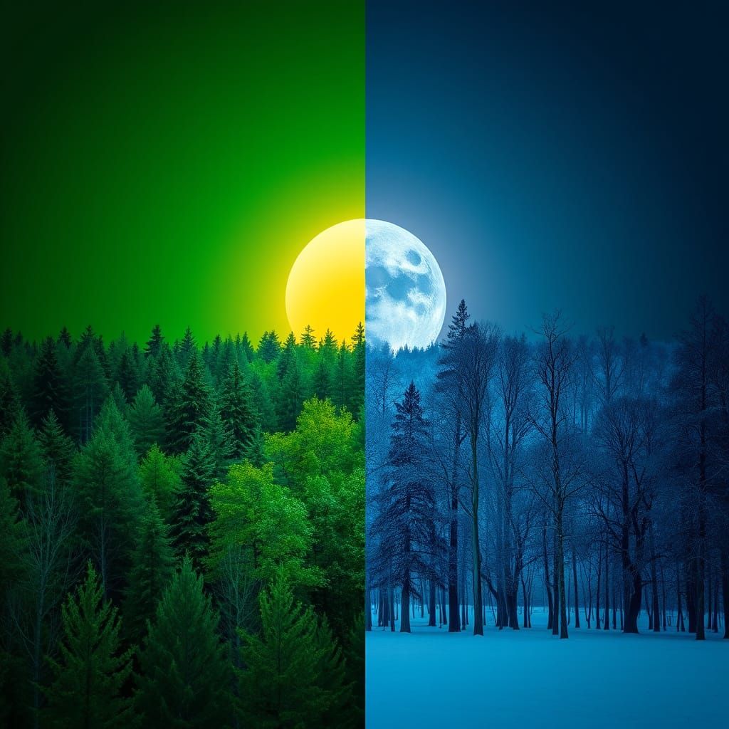 Summer Sun and Winter Moon Surreal Split