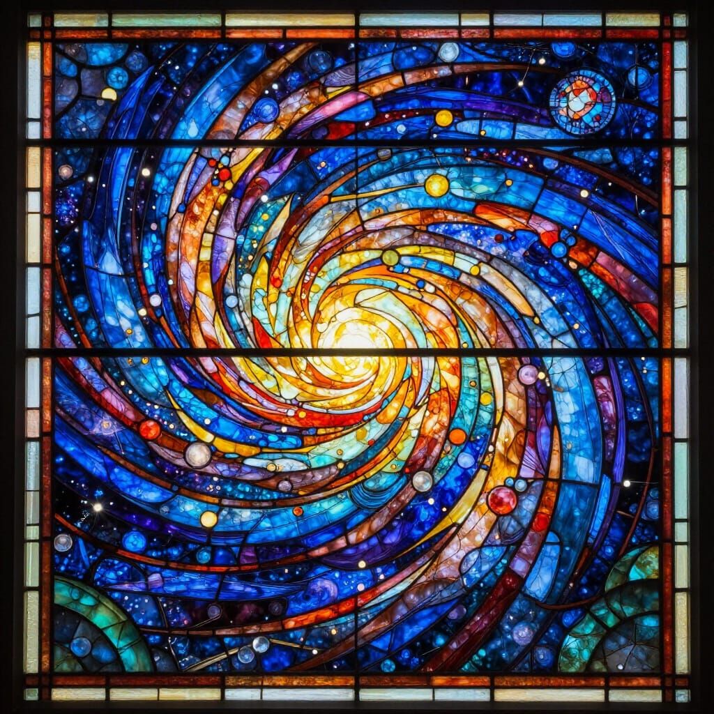 Cosmic Creation Stained Glass Art