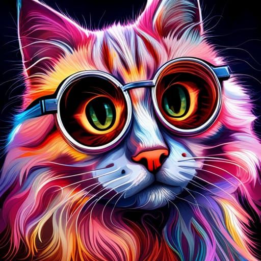 Hipster Cat with Graffiti, Digital Painting in 8k