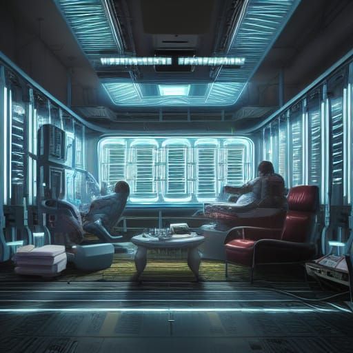 Cyberpunk Living Room: Hyperrealistic Sci-Fi Interior