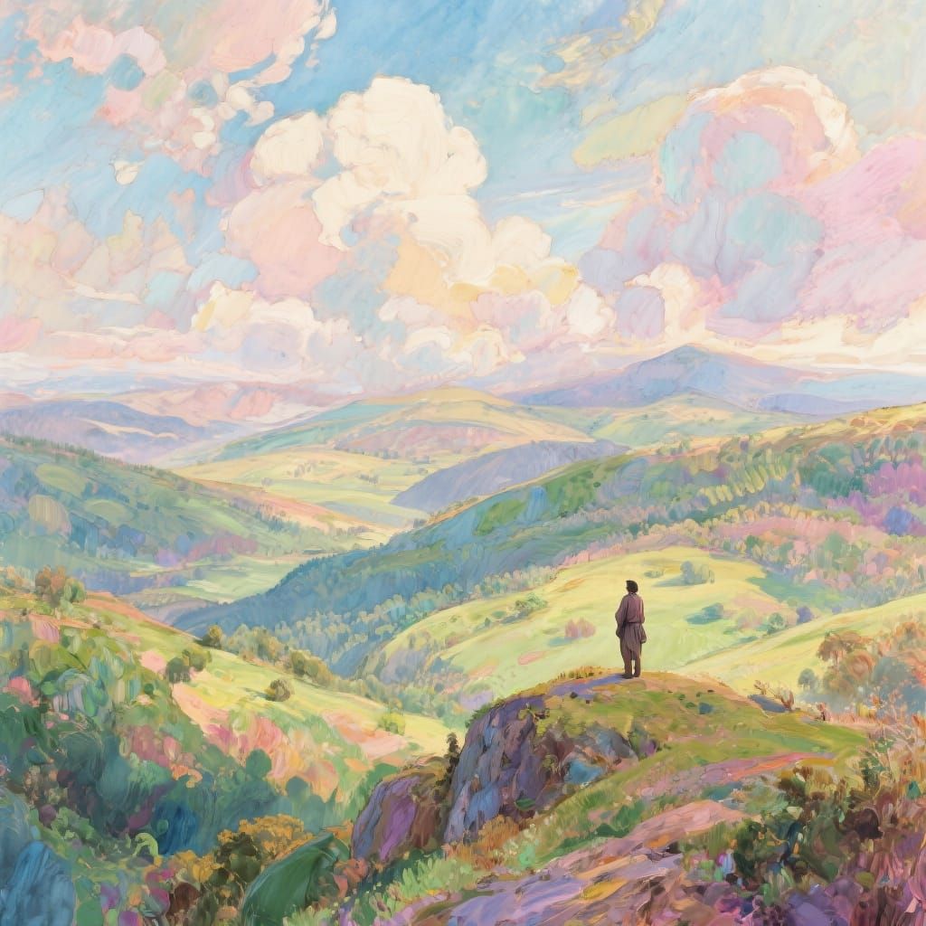 Dreamlike Landscape in Romanticist Gouache Style