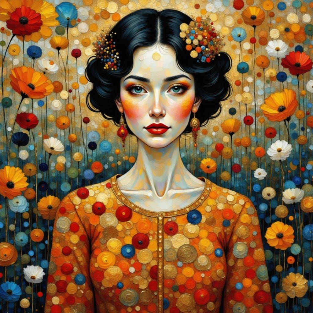 Golden Muse by Klimt in Ornate Art Nouveau Style