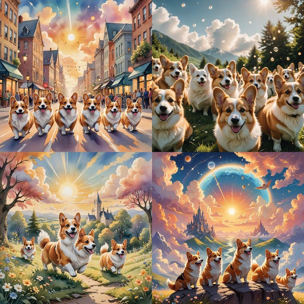 Corgis in a Heavenly Uprising