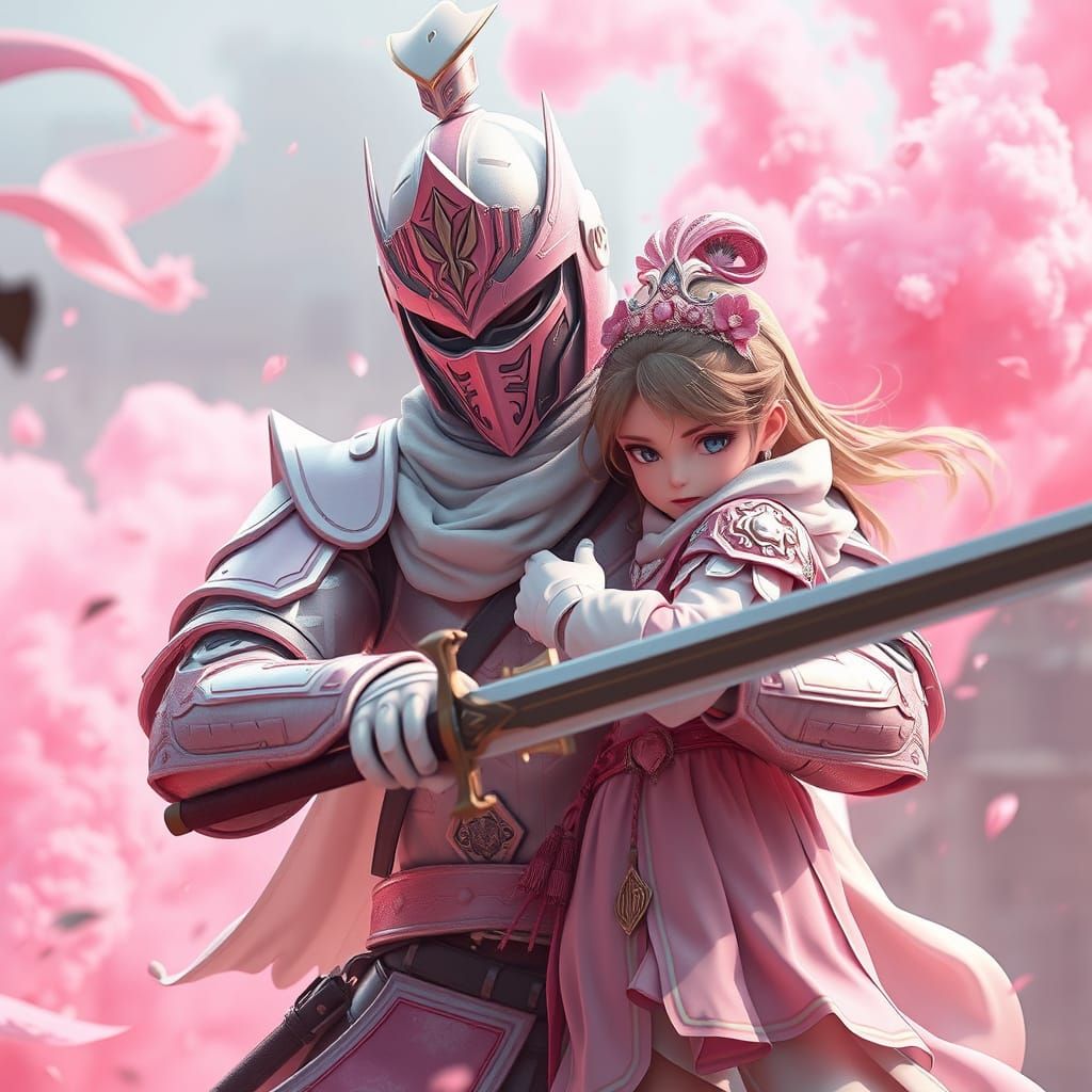 Anime Commander Protects Princess in Pastel Armor