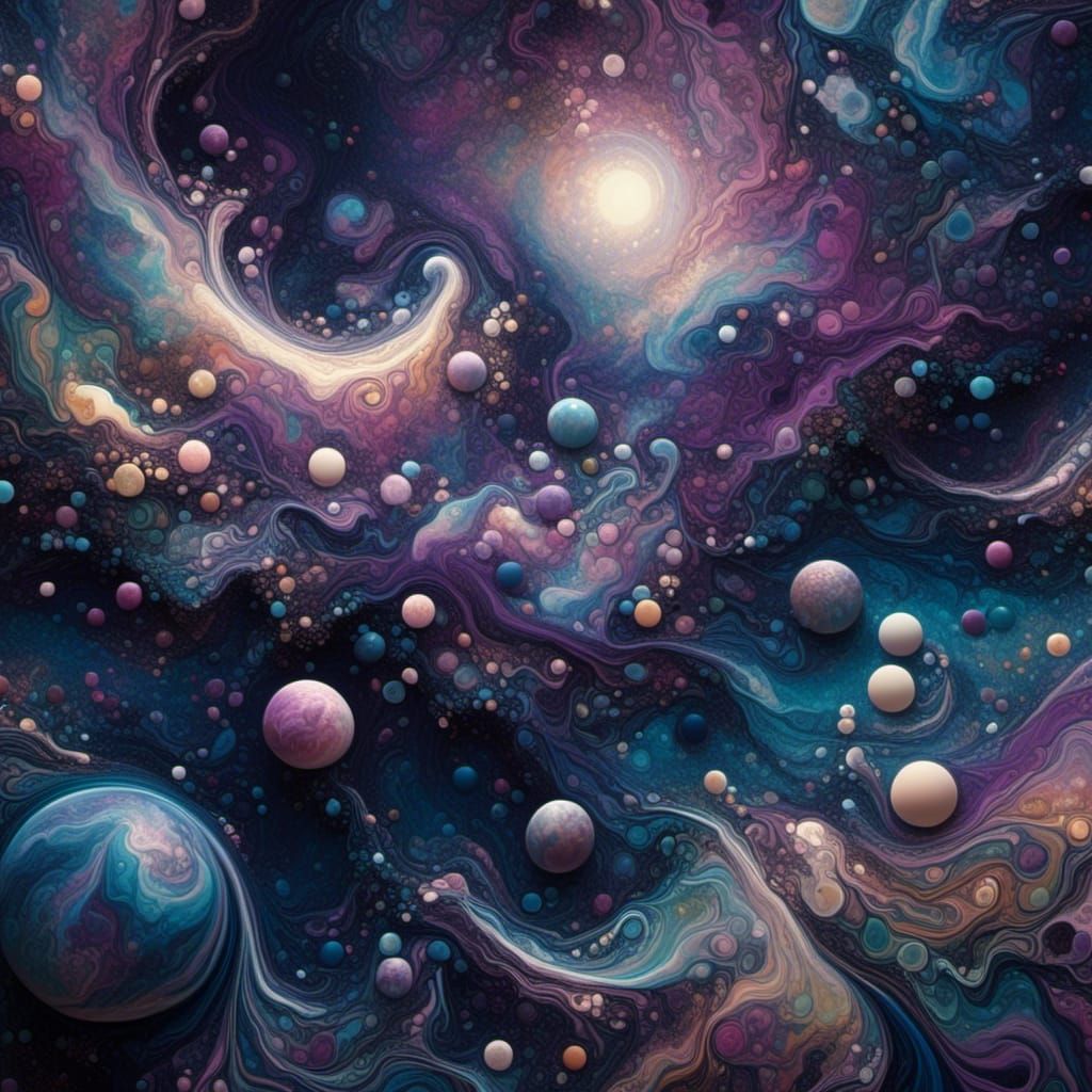 Paint Splatter Galaxy in Abstract Surrealism