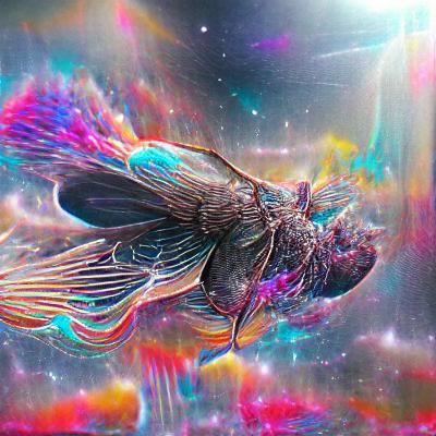 Astral Cosmic Fly Illustration by Pablo Amaringo