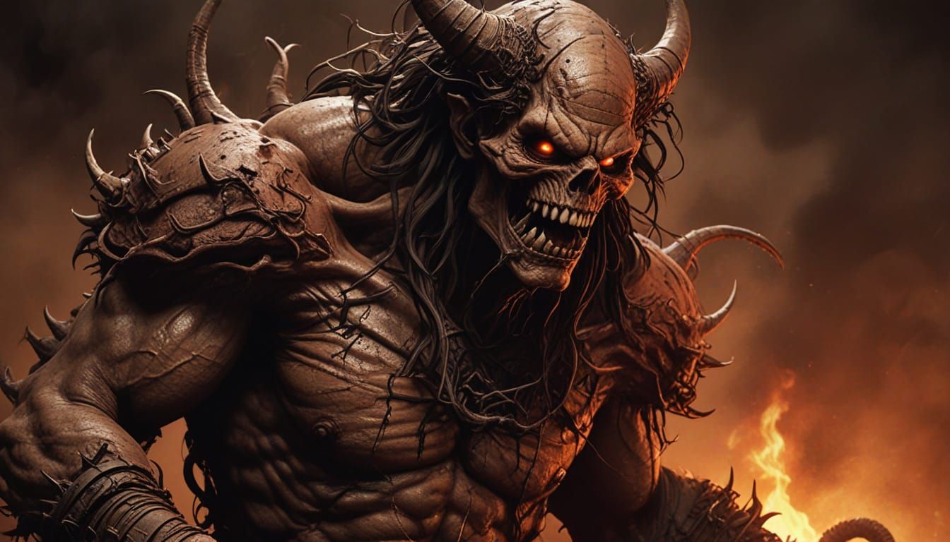 Demonic Monstrosity in Macabre Fire: Dark Fantasy Art