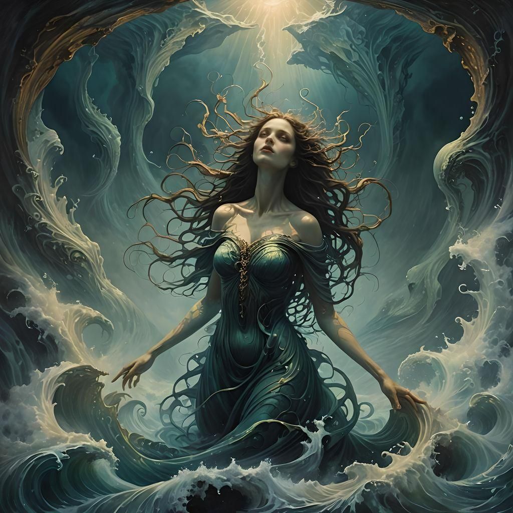 Abyssal Siren in Dark Fantasy Dreamscape