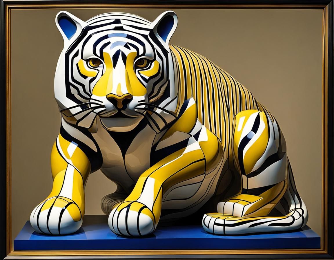Abstract Tiger Sculpture in Surrealist Style