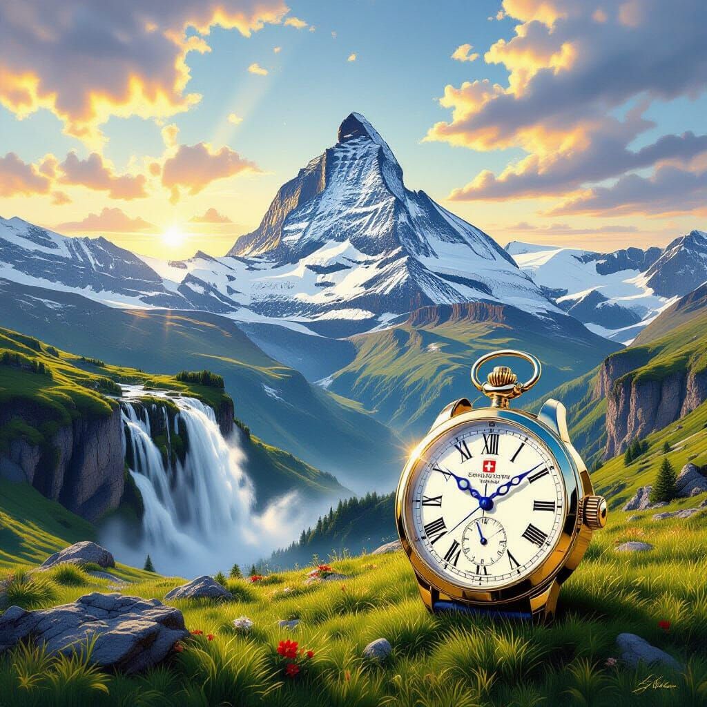 Surreal Swiss Alps: Grass Waterfall & Watch