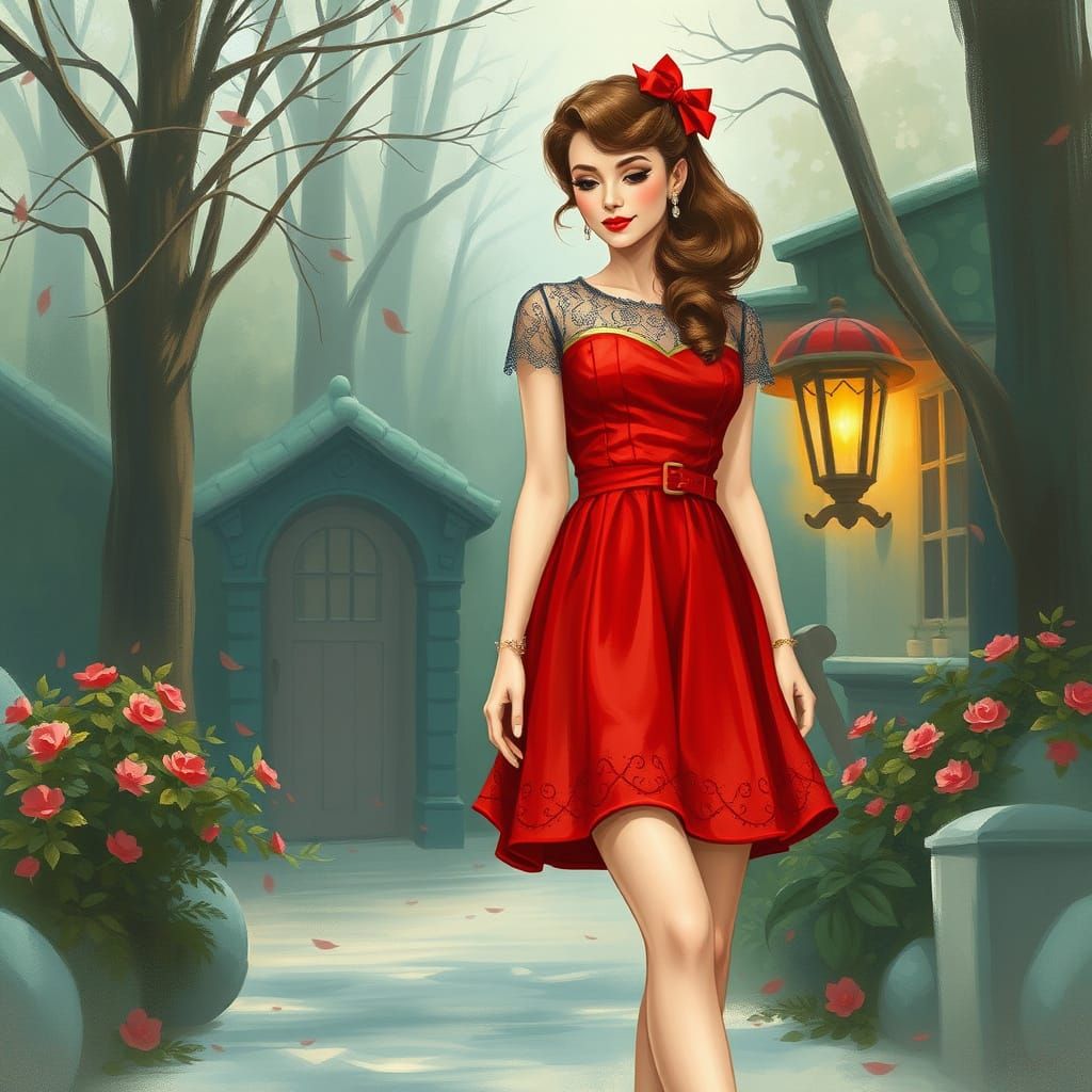 Ethereal Lady in 60's Mini Skirt