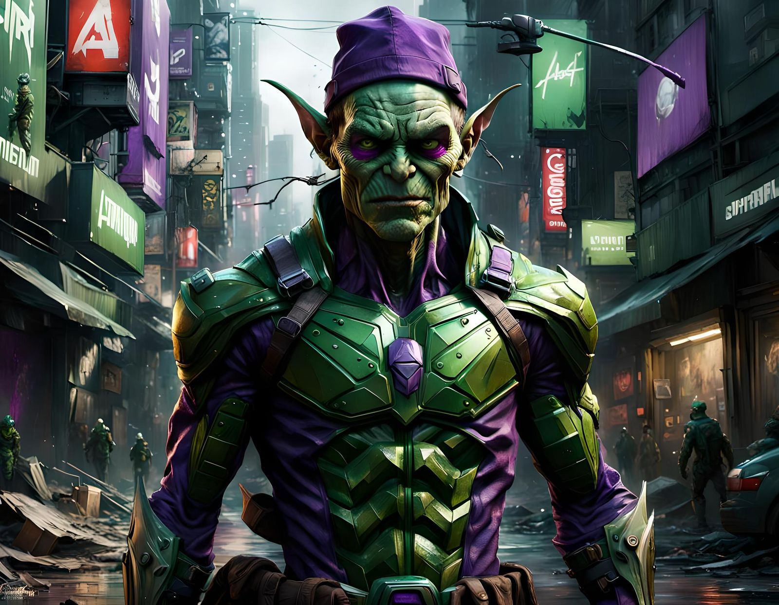 Green Goblin Matte Painting in Fine Art Style