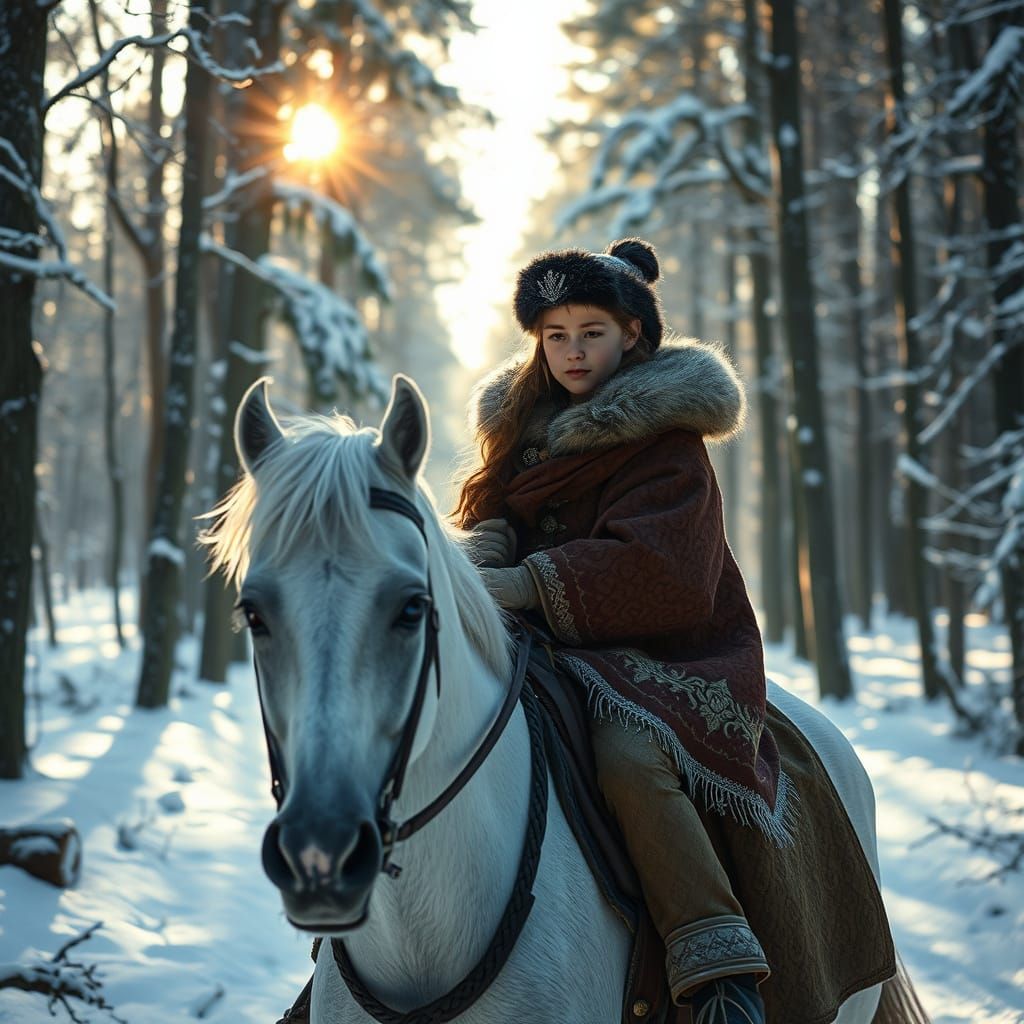 Princess from Everfrost Rides Majestically through Snowy For...