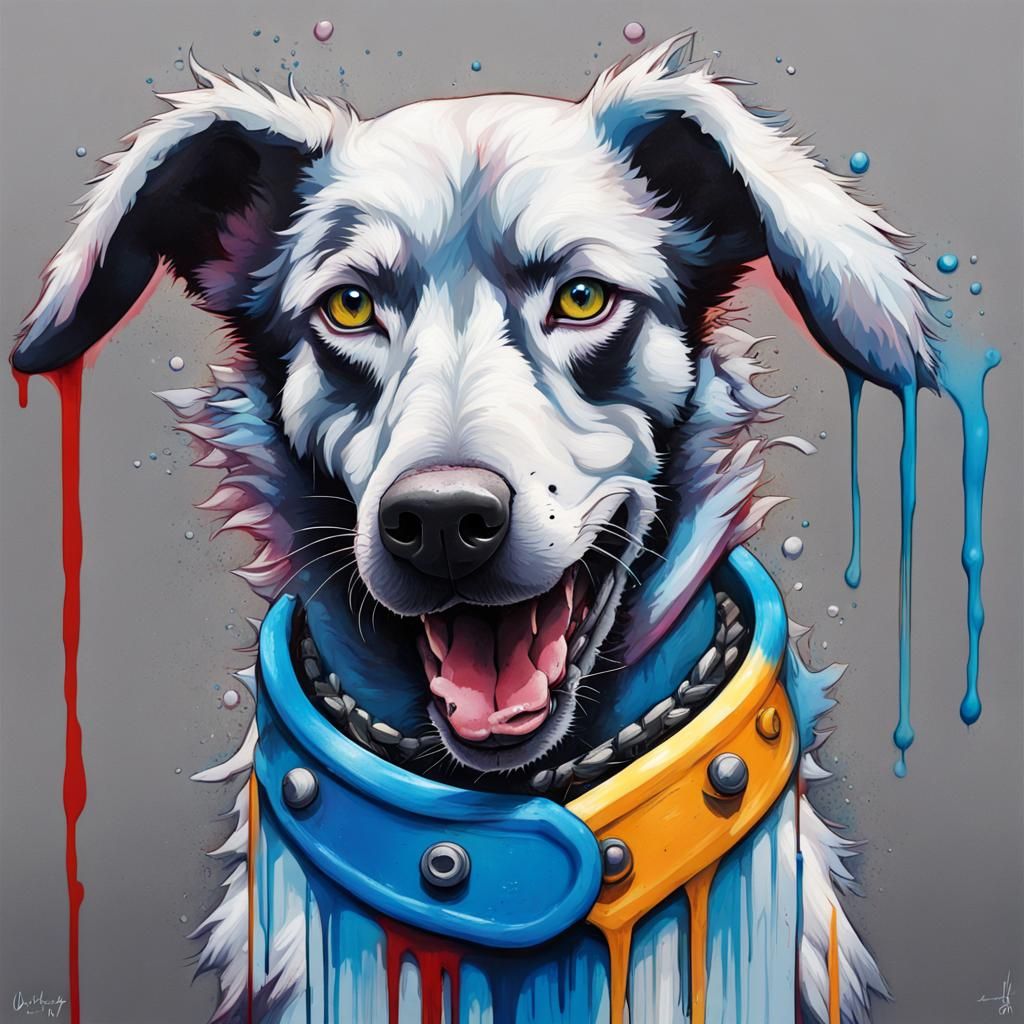Blue Dog Graffiti Art in Splash Style