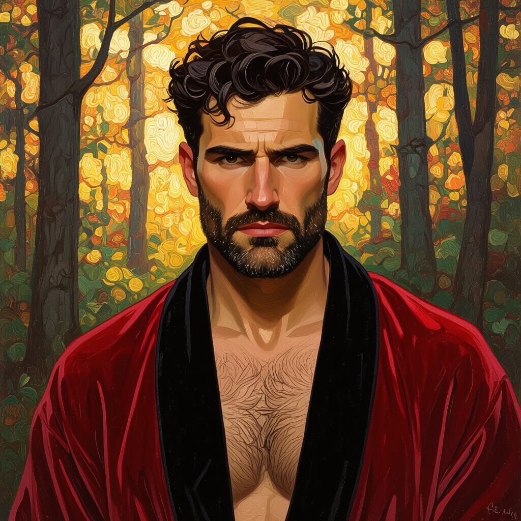 Impressionist Portrait of a Man in Velvet Robe
