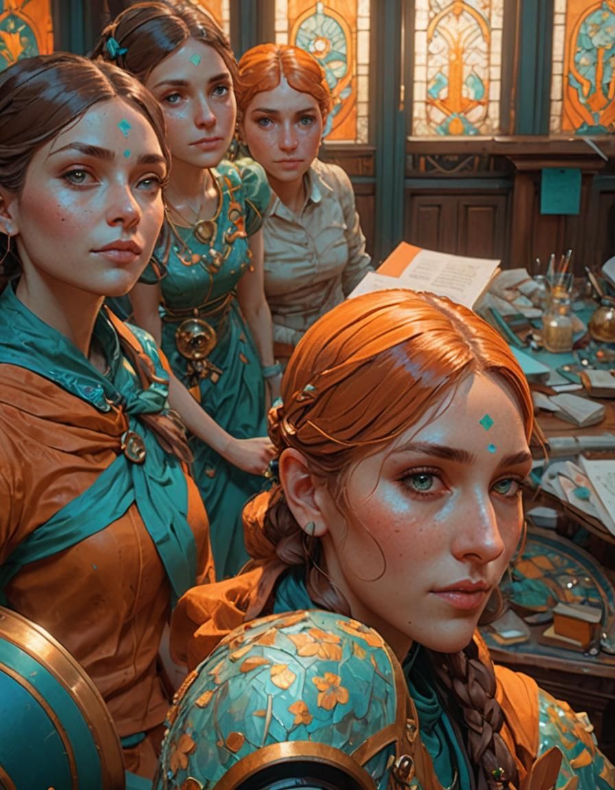 Smart Girl Studying: Hyperdetailed Concept Art