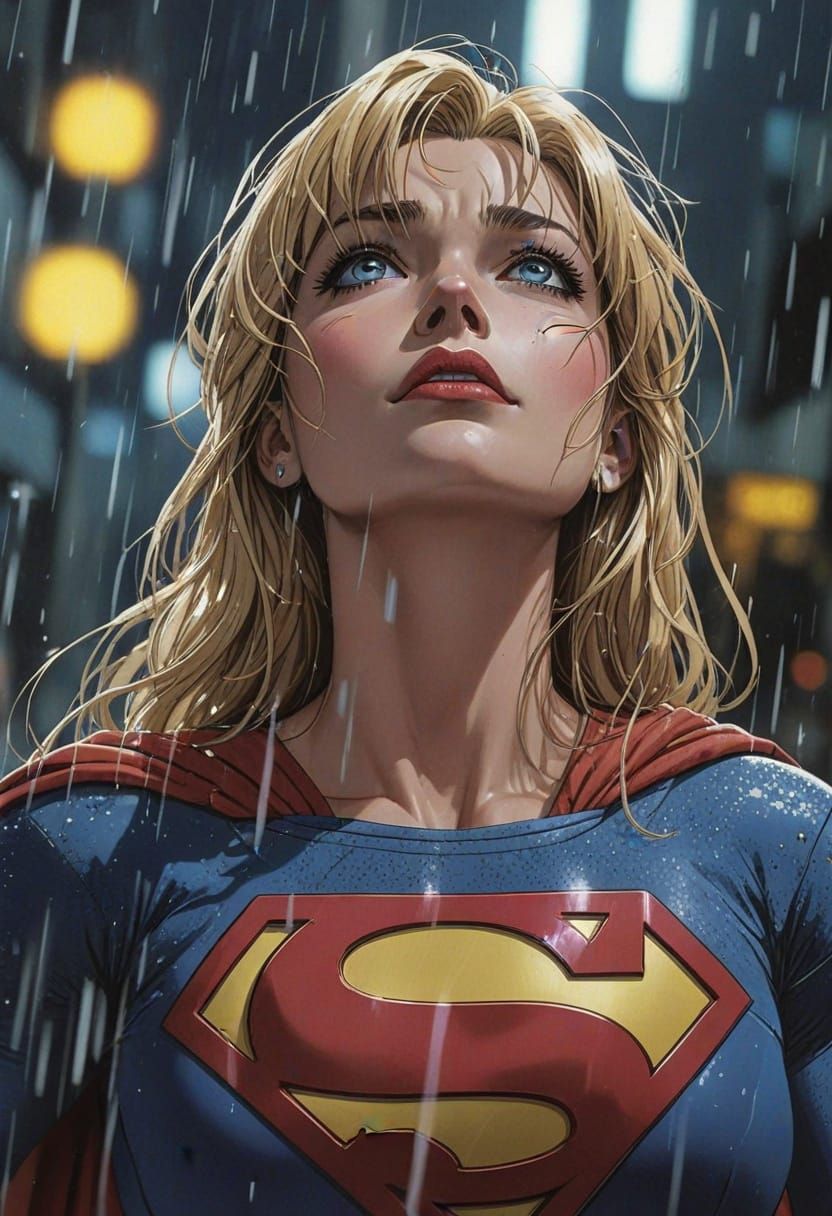 Supergirl in 1990s Anime Style