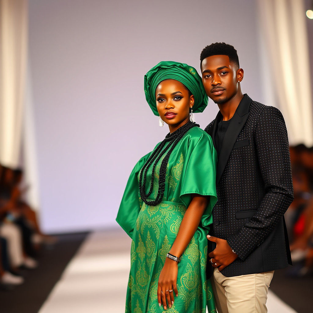 Runway Models in Emerald Green and Silver Blazer