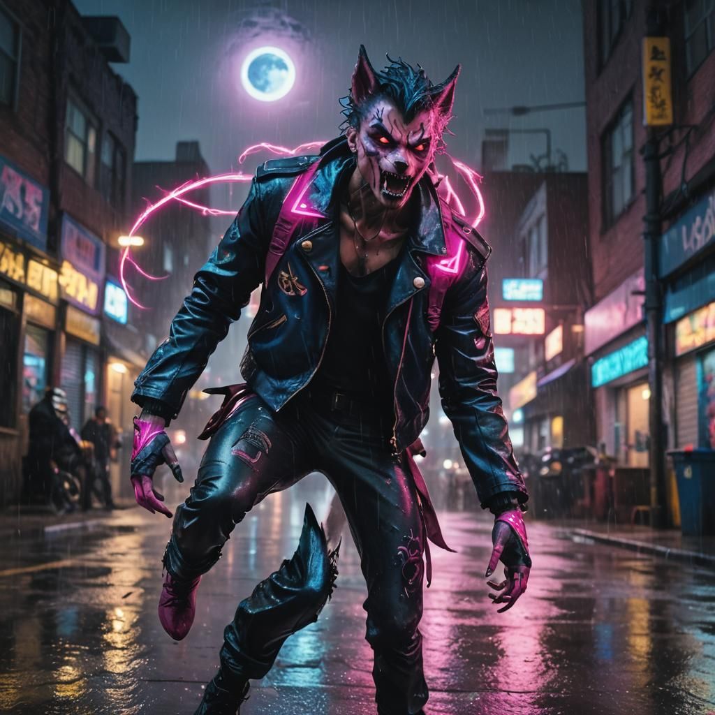 Cyberpunk Sailor Moon Werewolf Street Art