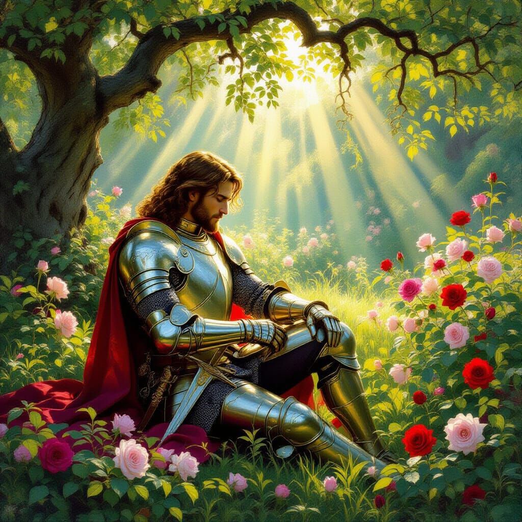 Knight's Radiant Awakening in Lush Garden