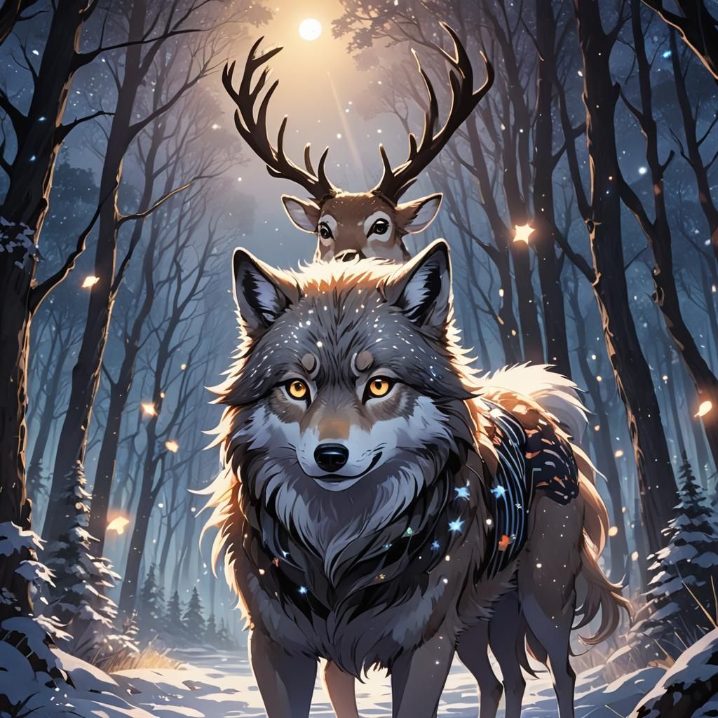 Magical Forest Creature in Anime Style