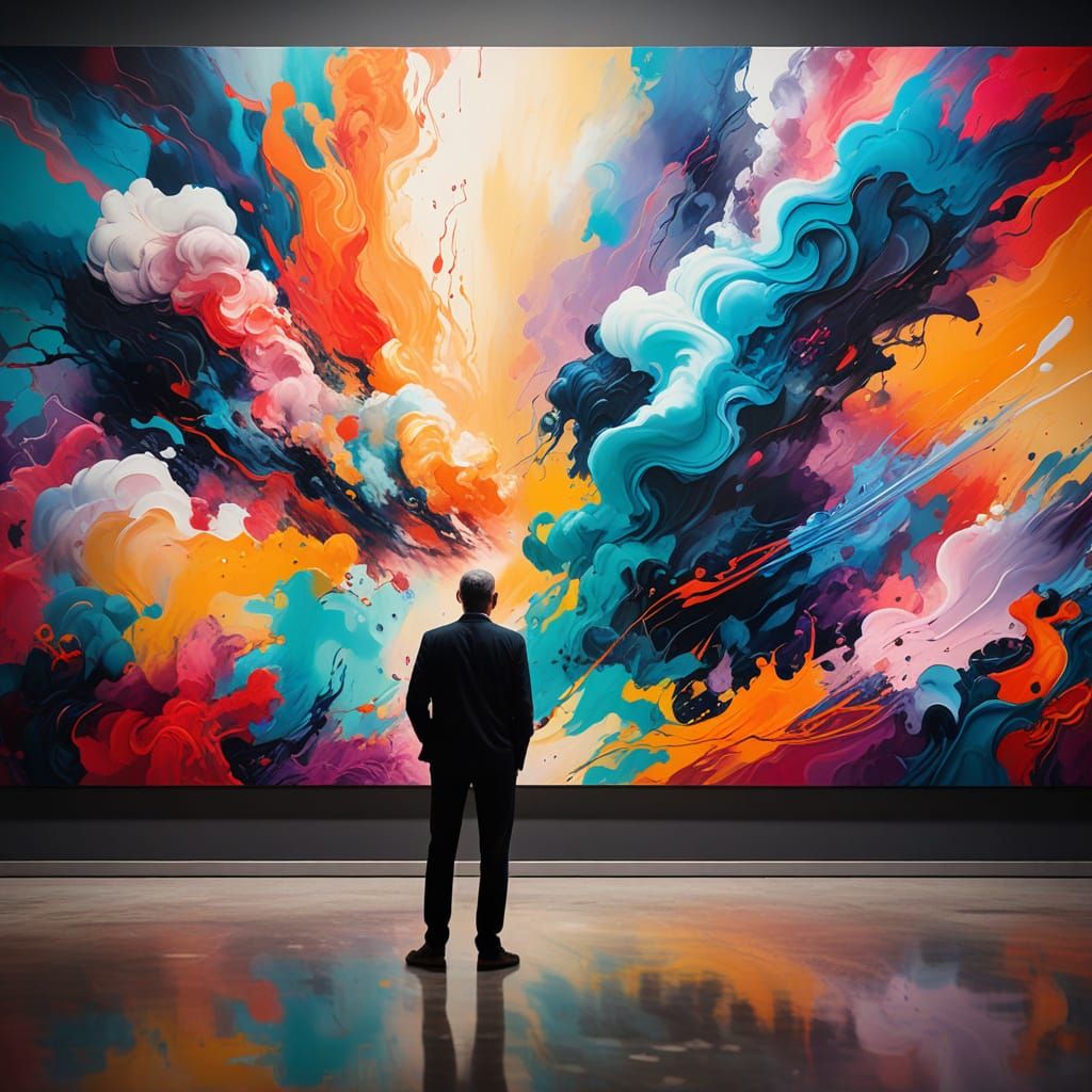 Surreal Dreams: A Lone Figure's Abstract Expressionist Maste...