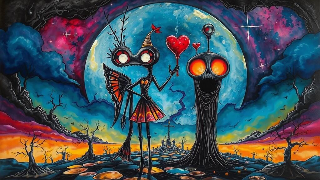 Dystopian Dreamscape: Surreal Charcoal Drawing of Political ...